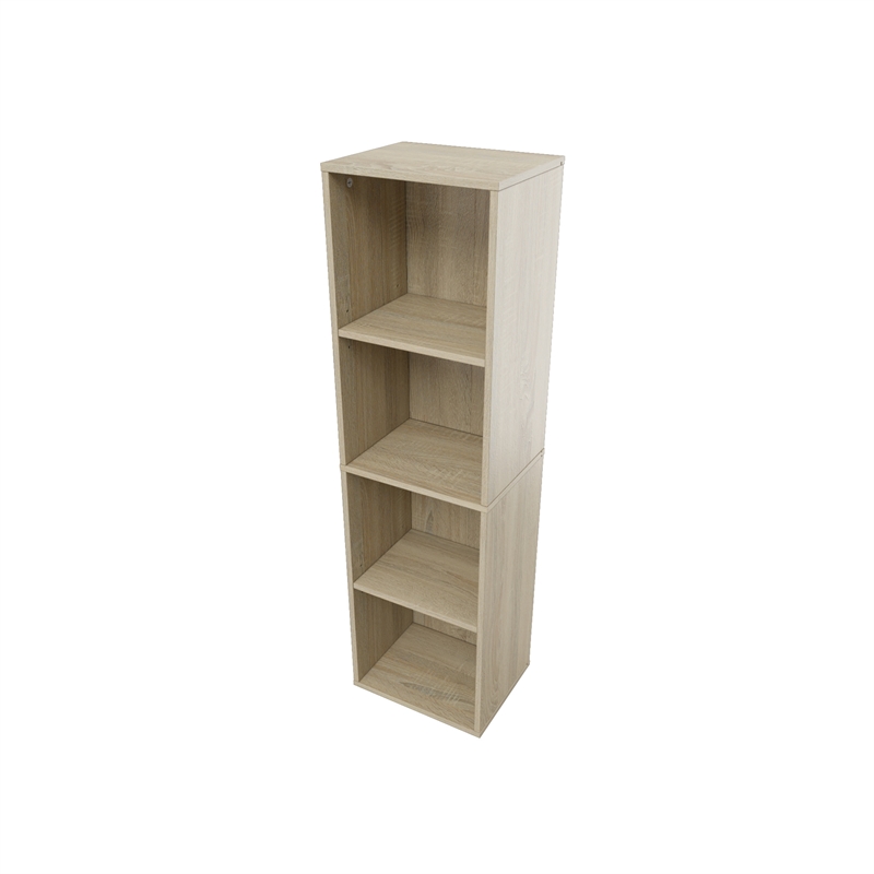 41.93 in. Tall Natural Oak Wood 4-Shelf Etagere Bookcase with Adjustable Shelves