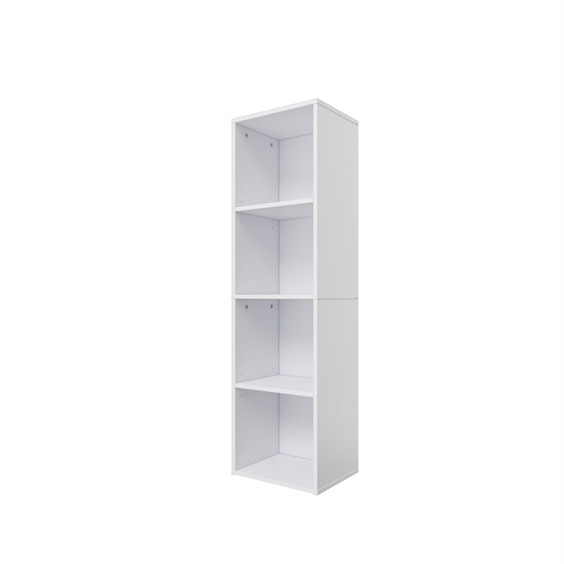 41.93 in. Tall White Wood 4-Shelf Etagere Bookcase with Adjustable Shelves