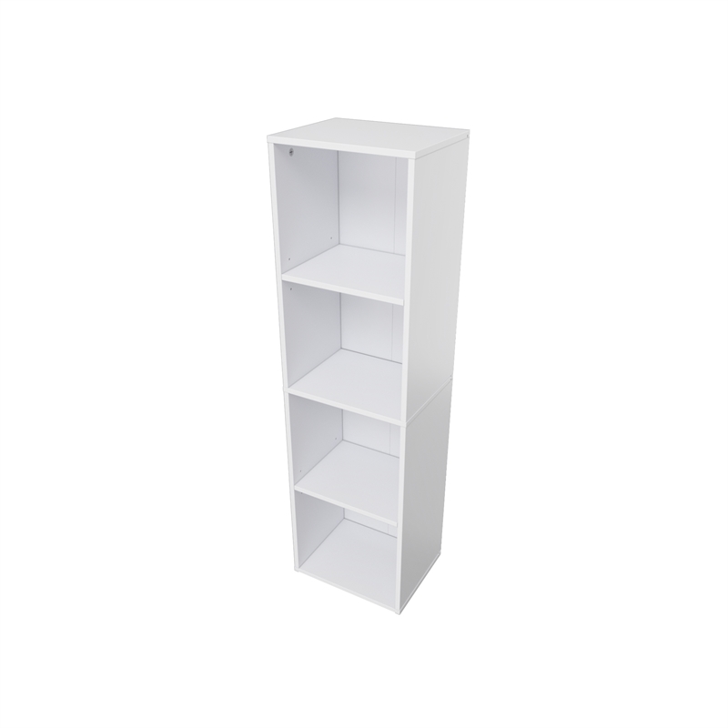 41.93 in. Tall White Wood 4-Shelf Etagere Bookcase with Adjustable Shelves