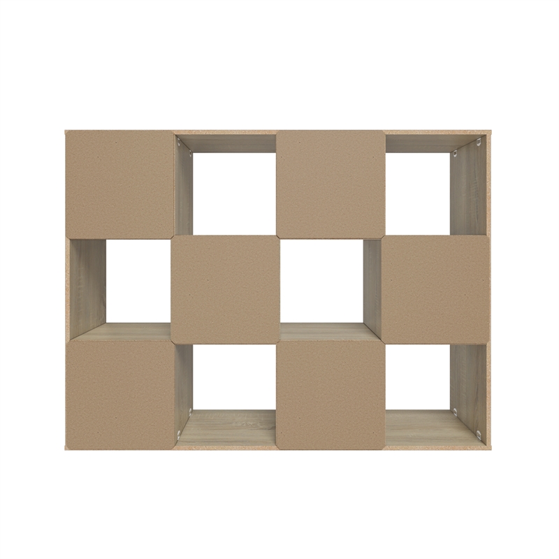 34.96 in. Tall Natural Oak Wood 3-Shelf Etagere Bookcase