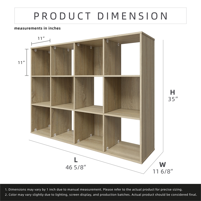 34.96 in. Tall Natural Oak Wood 3-Shelf Etagere Bookcase