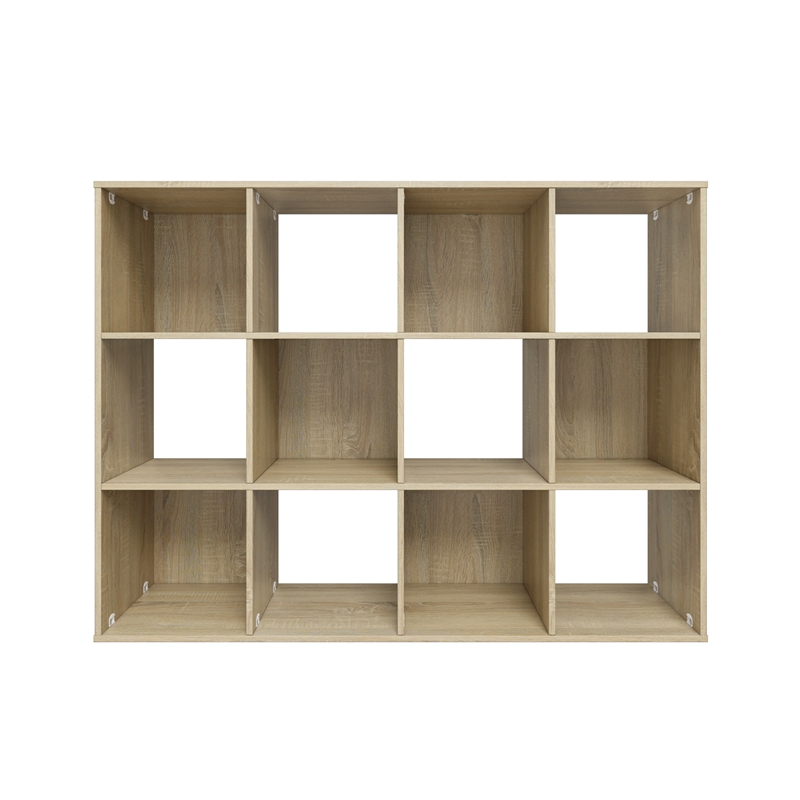 34.96 in. Tall Natural Oak Wood 3-Shelf Etagere Bookcase