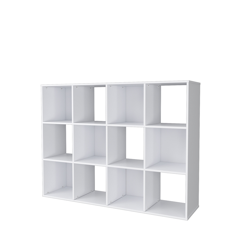 34.96 in. Tall White Wood 3-Shelf Etagere Bookcase