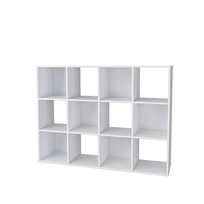 34.96 in. Tall White Wood 3-Shelf Etagere Bookcase