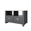 31 in. Grey and Natural Oak Rectangle Wood Coffee Table with 2 Drawers