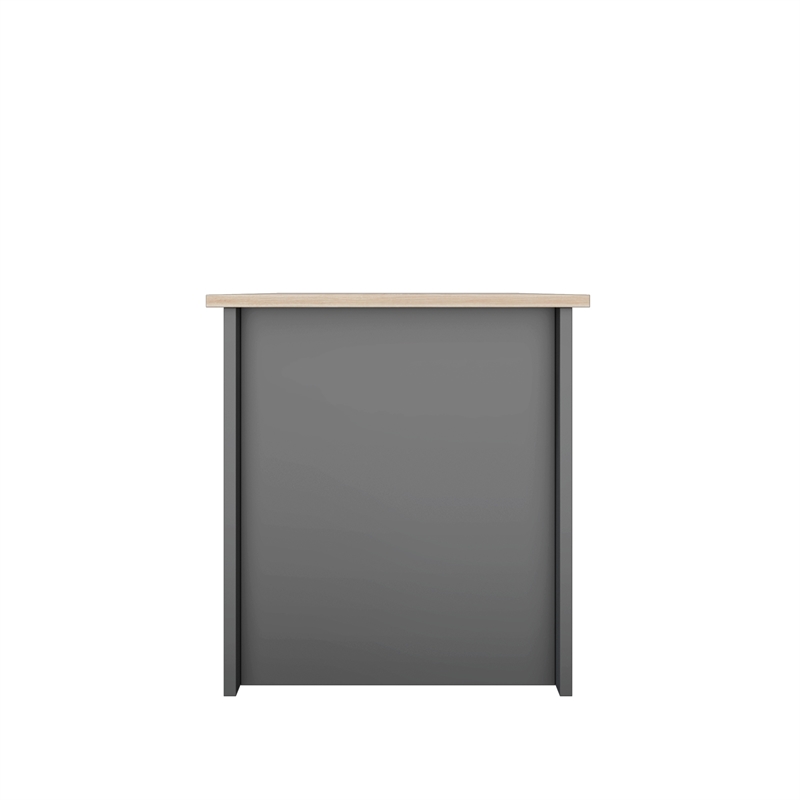 31 in. Grey and Natural Oak Rectangle Wood Coffee Table with 2 Drawers