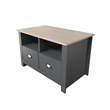 31 in. Grey and Natural Oak Rectangle Wood Coffee Table with 2 Drawers