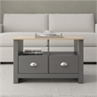 31 in. Grey and Natural Oak Rectangle Wood Coffee Table with 2 Drawers