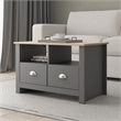 31 in. Grey and Natural Oak Rectangle Wood Coffee Table with 2 Drawers
