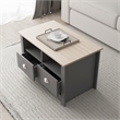 31 in. Grey and Natural Oak Rectangle Wood Coffee Table with 2 Drawers