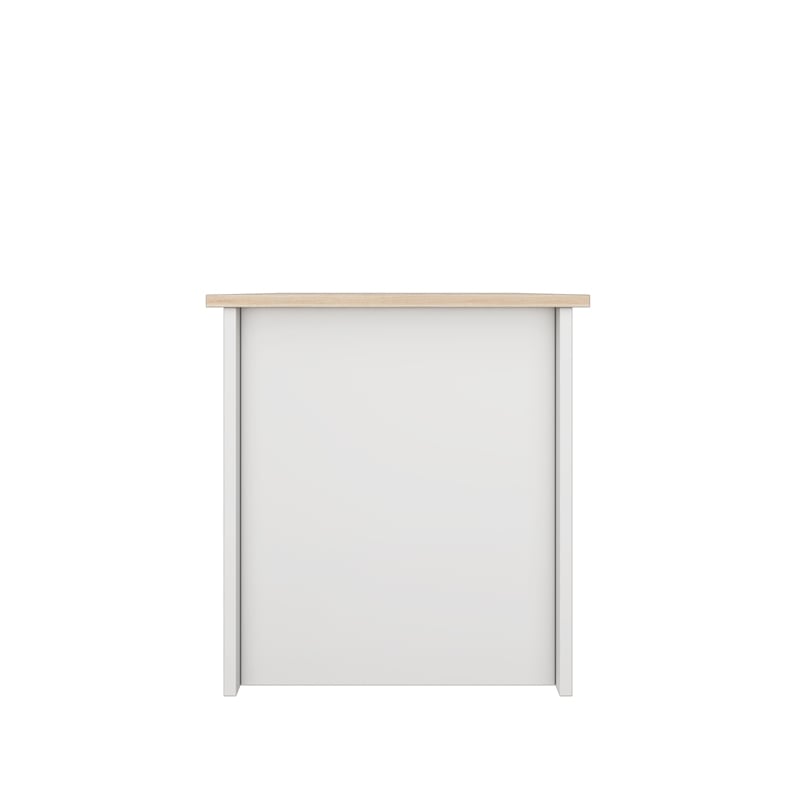 31 in. White and Natural Oak Rectangle Wood Coffee Table with 2 Drawers