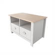 31 in. White and Natural Oak Rectangle Wood Coffee Table with 2 Drawers