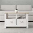 31 in. White and Natural Oak Rectangle Wood Coffee Table with 2 Drawers