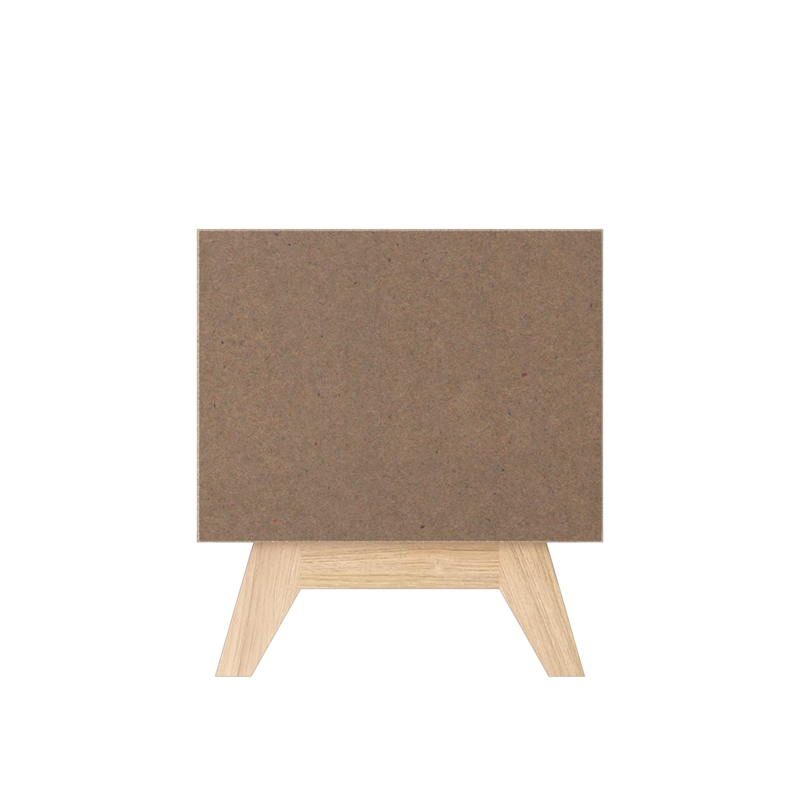 18.89 in. White and Natural Oak Rectangle Wood End Table with 2 Drawers