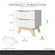 18.89 in. White and Natural Oak Rectangle Wood End Table with 2 Drawers