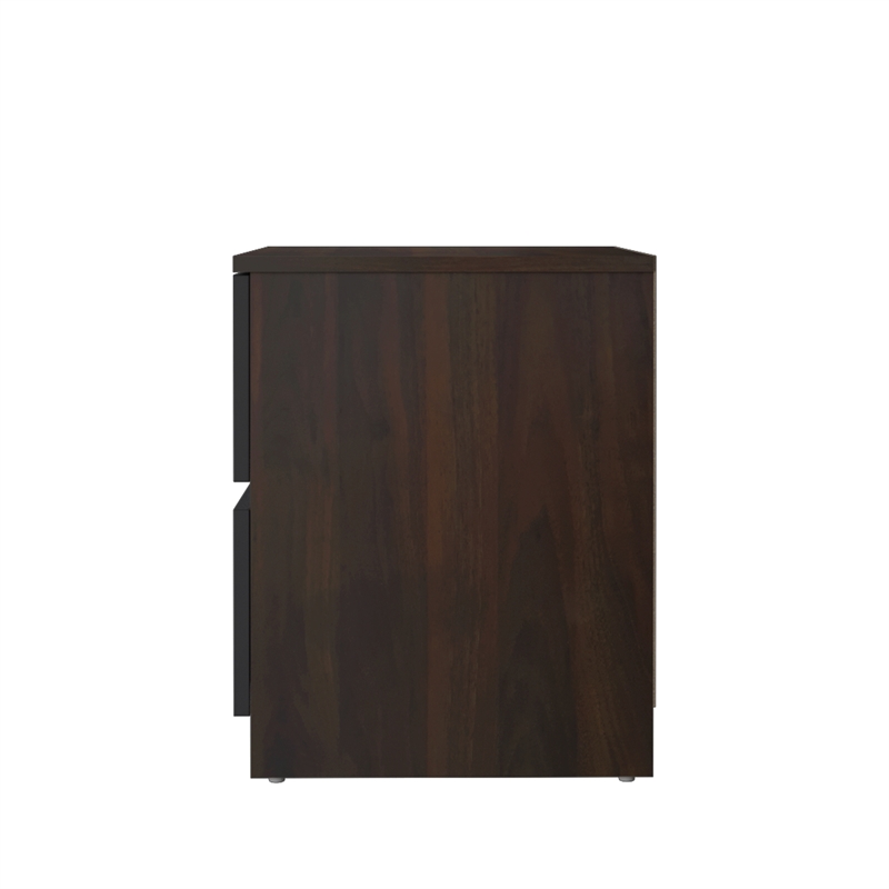 15.74 in. Walnut and Grey Rectangle Wood End Table with 2 Drawers