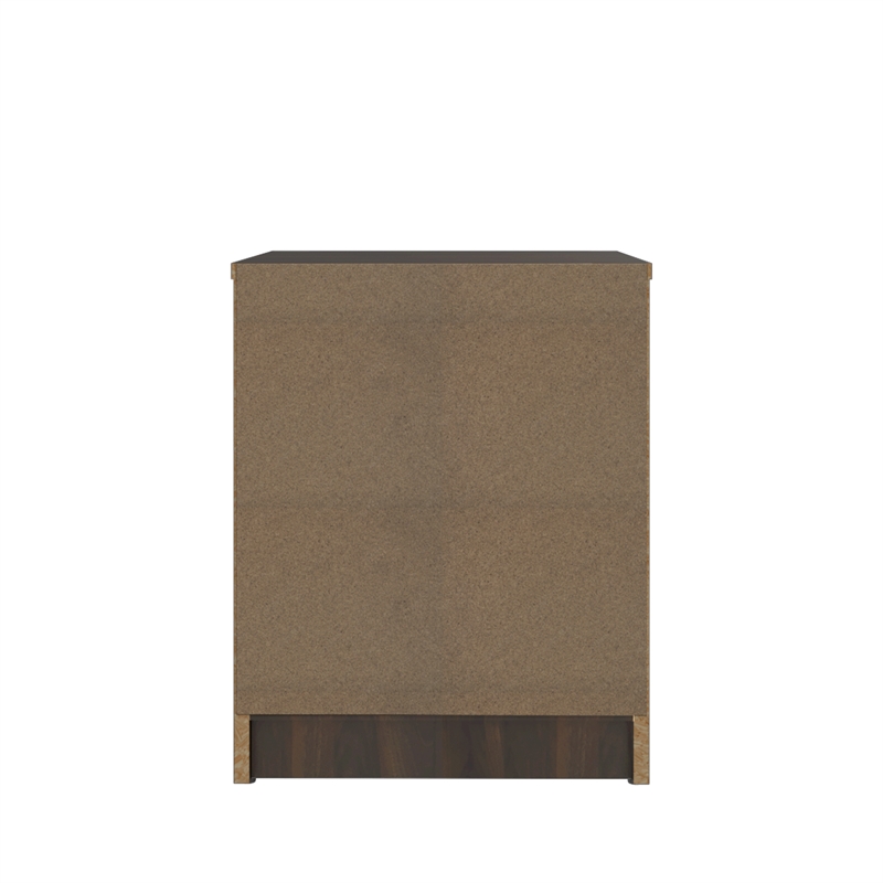 15.74 in. Walnut and Grey Rectangle Wood End Table with 2 Drawers