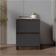 15.74 in. Walnut and Grey Rectangle Wood End Table with 2 Drawers