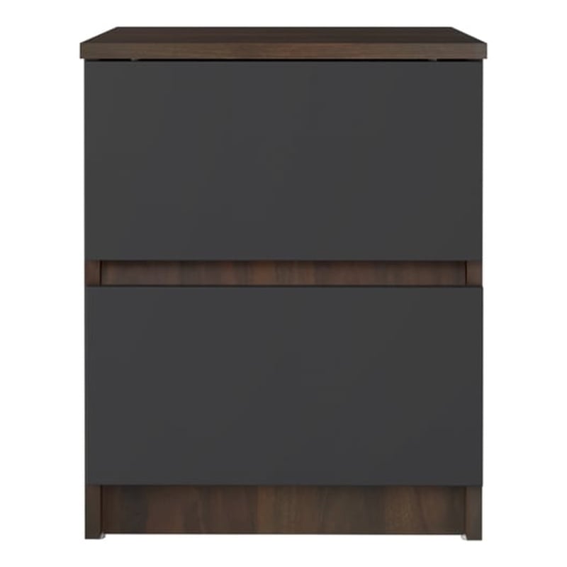 15.74 in. Walnut and Grey Rectangle Wood End Table with 2 Drawers