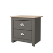 19.68 in. Grey and Natural Oak Rectangle Wood End Table with 2 Drawers
