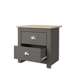 19.68 in. Grey and Natural Oak Rectangle Wood End Table with 2 Drawers