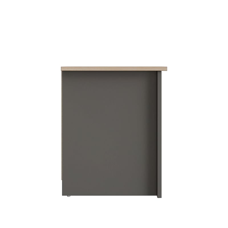 19.68 in. Grey and Natural Oak Rectangle Wood End Table with 2 Drawers