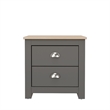 19.68 in. Grey and Natural Oak Rectangle Wood End Table with 2 Drawers