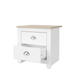 19.68 in. White and Natural Oak Rectangle Wood End Table with 2 Drawers