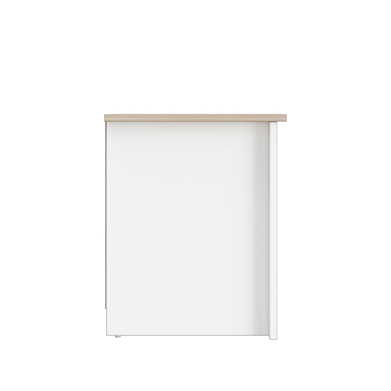 19.68 in. White and Natural Oak Rectangle Wood End Table with 2 Drawers