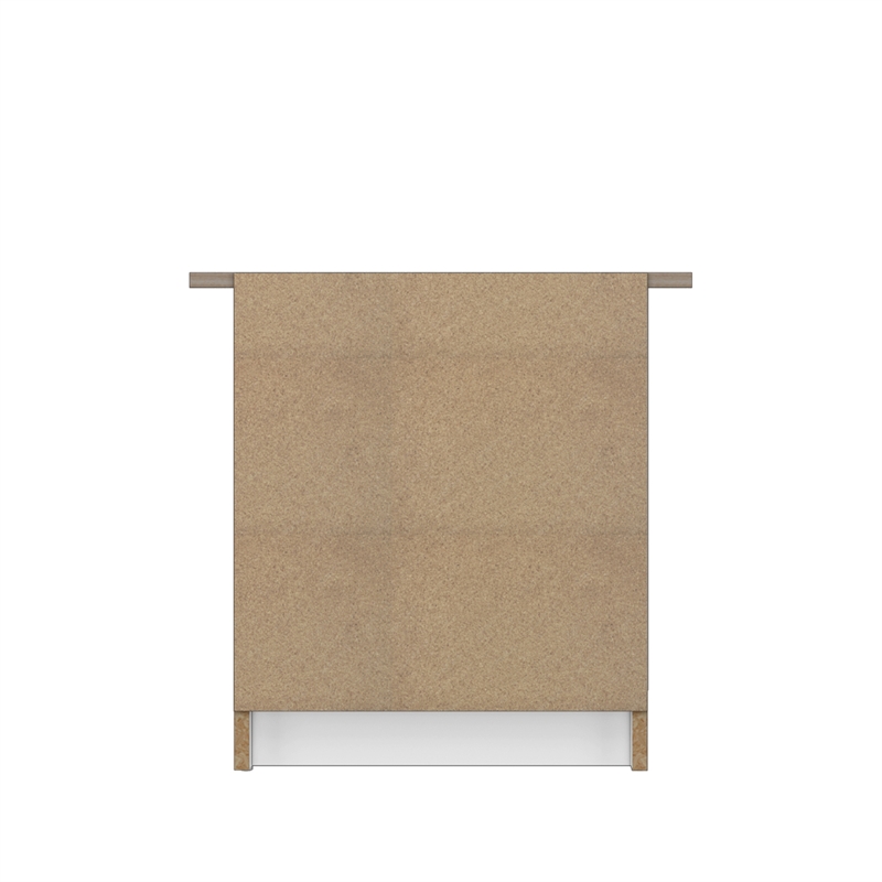 19.68 in. White and Natural Oak Rectangle Wood End Table with 2 Drawers