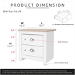 19.68 in. White and Natural Oak Rectangle Wood End Table with 2 Drawers