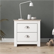 19.68 in. White and Natural Oak Rectangle Wood End Table with 2 Drawers