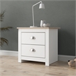 19.68 in. White and Natural Oak Rectangle Wood End Table with 2 Drawers