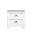19.68 in. White and Natural Oak Rectangle Wood End Table with 2 Drawers