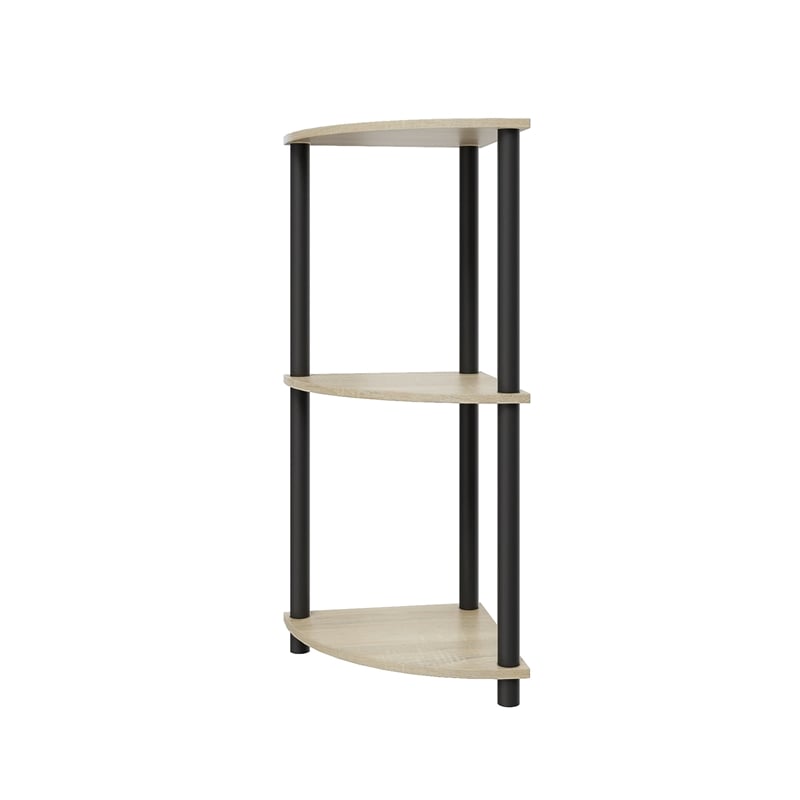 3 Tiers Wood Household Shelving Unit in Natural Oak Gray (15.67 in. W x 29.72 in. H x 15.67 in. D)