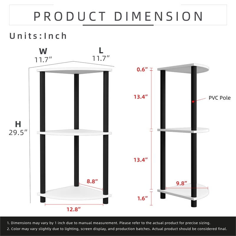 3 Tiers Wood Household Shelving Unit in White (15.67 in. W x 29.72 in. H x 15.67 in. D)