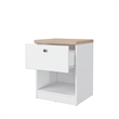 15.74 in. White and Natural Oak Rectangle Wood End Table with 1 Drawer