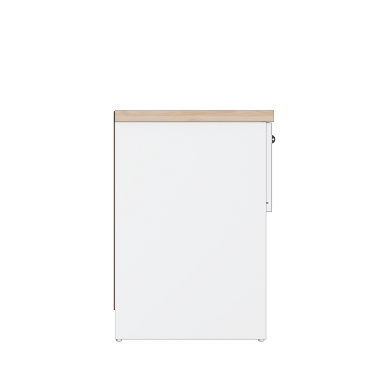 15.74 in. White and Natural Oak Rectangle Wood End Table with 1 Drawer