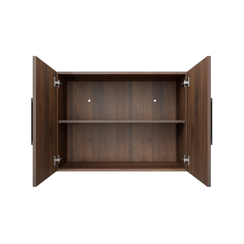 31.49 in. W x 11.81 in. D x 23.62 in. H Wood Wall Kitchen Cabinet in Walnut with Adjustable Shelves