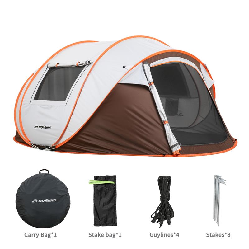 Terrui EchoSmile 6.5 ft. x 3.9 ft. White and Brown 4-6 Person Tent
