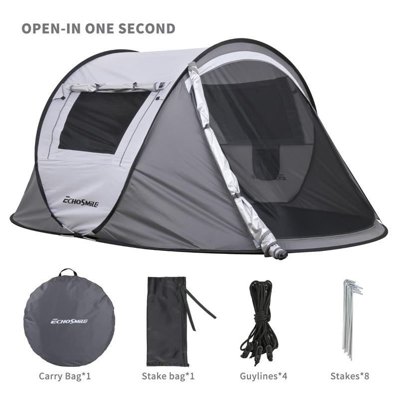 Echosmile 2 Person White And Gray Pop Up Tent