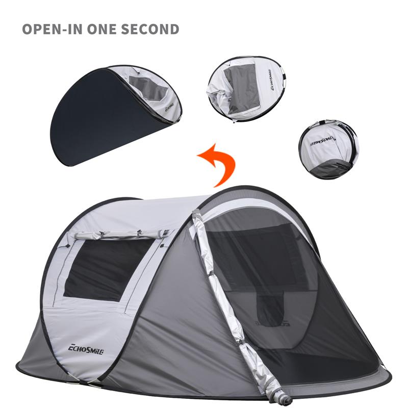 Echosmile 2 Person White And Gray Pop Up Tent