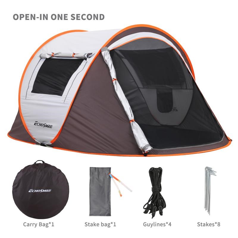 Echosmile 2 Person White And Brown Pop Up Tent
