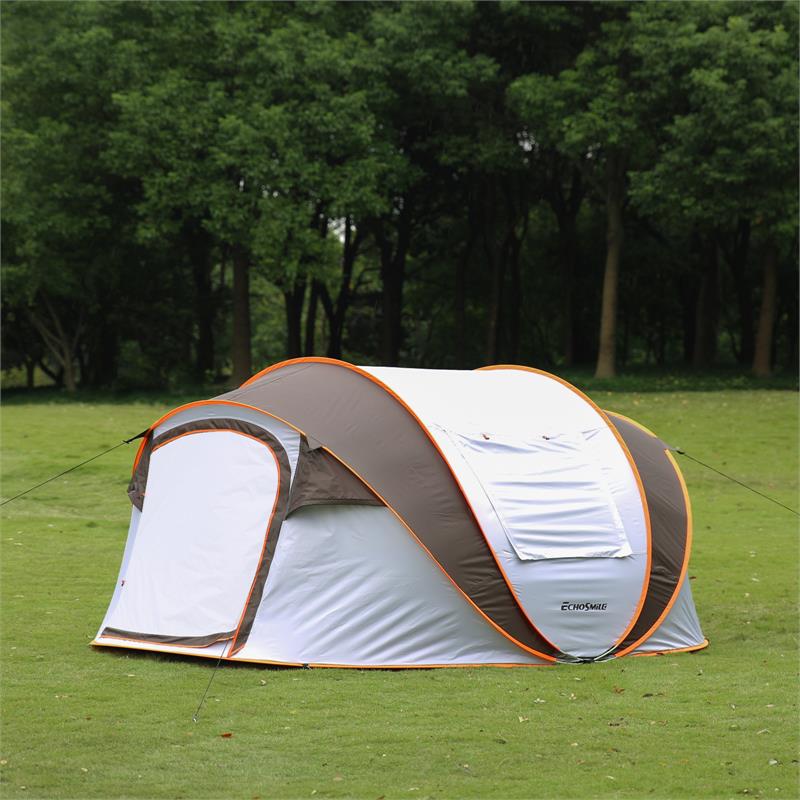 Echosmile White And Brown Pop Up Tent For 5-8 People