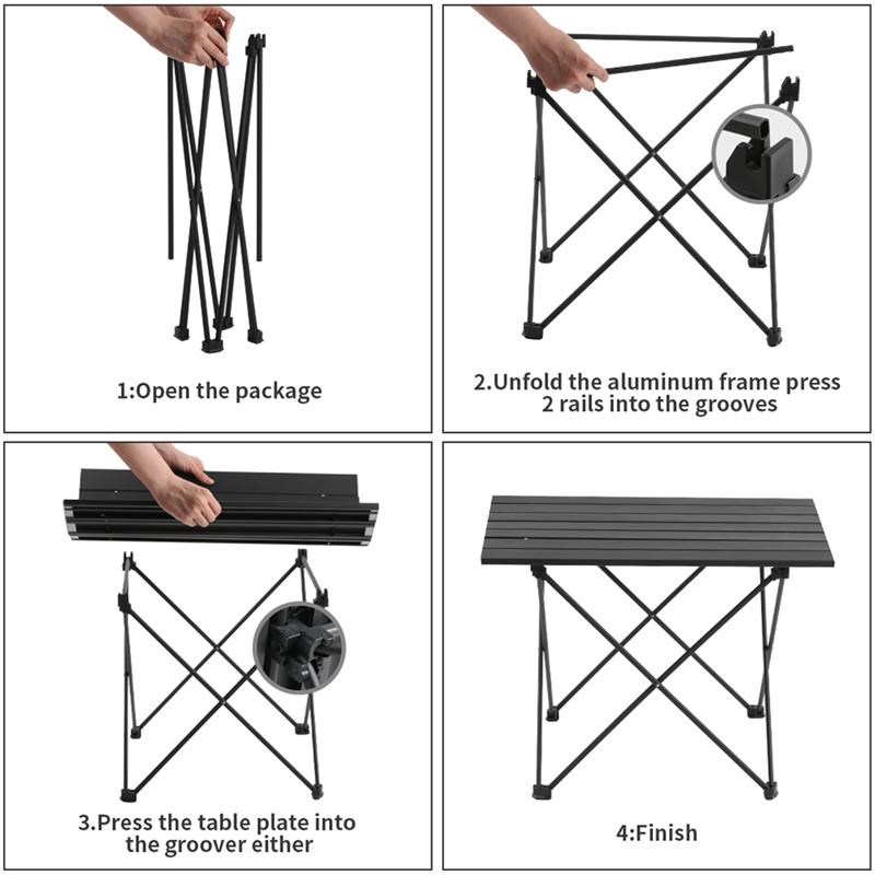 Echosmile Aluminum Medium Collapsible Table in Black