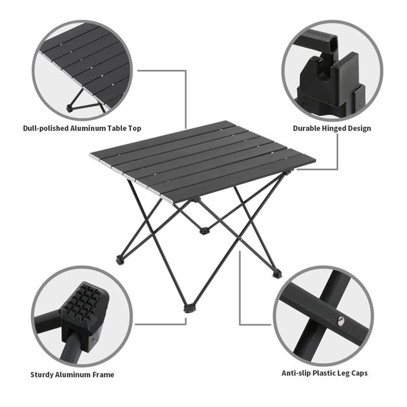 Echosmile Aluminum Medium Collapsible Table in Black