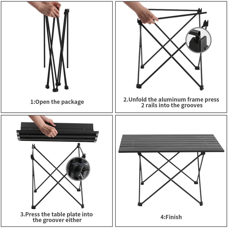 Echosmile Aluminum Large Collapsible Table in Black