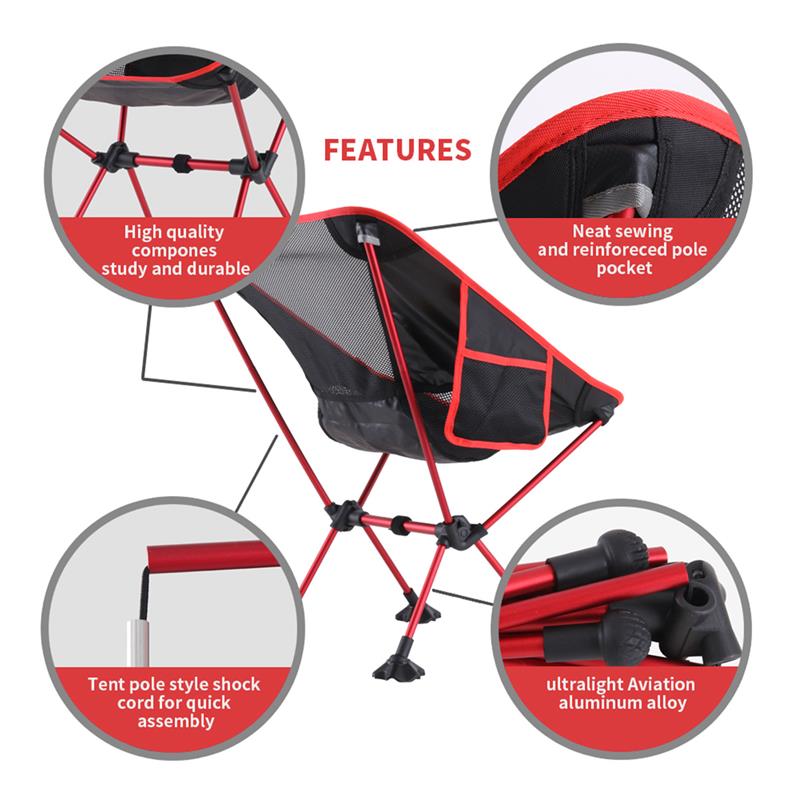 Echosmile Red Collapsible Chair