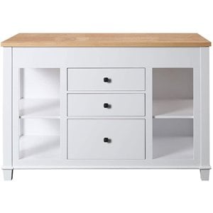 Design Element Group Medley 54&quot Kitchen Island with Slide Out Table in White
