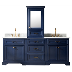 Design Element Milano 84&quot Double Sink Bathroom Vanity Modular Set in Blue